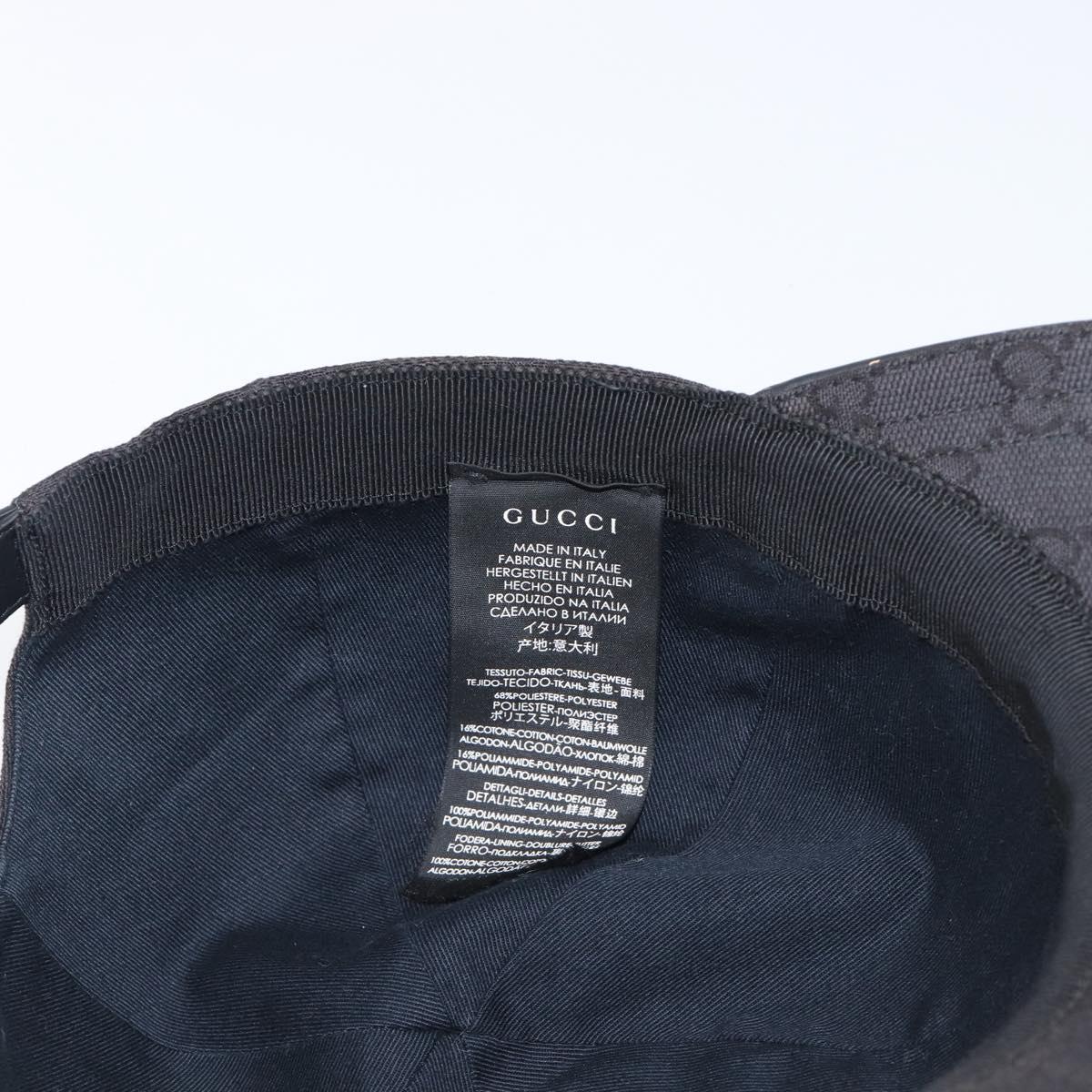 GUCCI GG Canvas Web Sherry Line Cap Black Gold Tone 200035 Auth 202104A