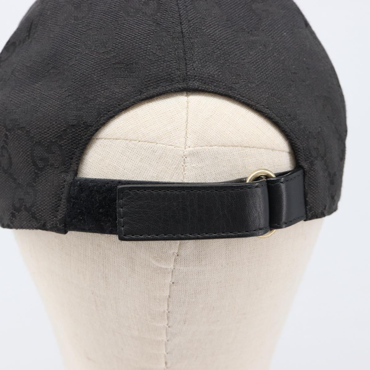 GUCCI GG Canvas Web Sherry Line Cap Black Gold Tone 200035 Auth 202104A