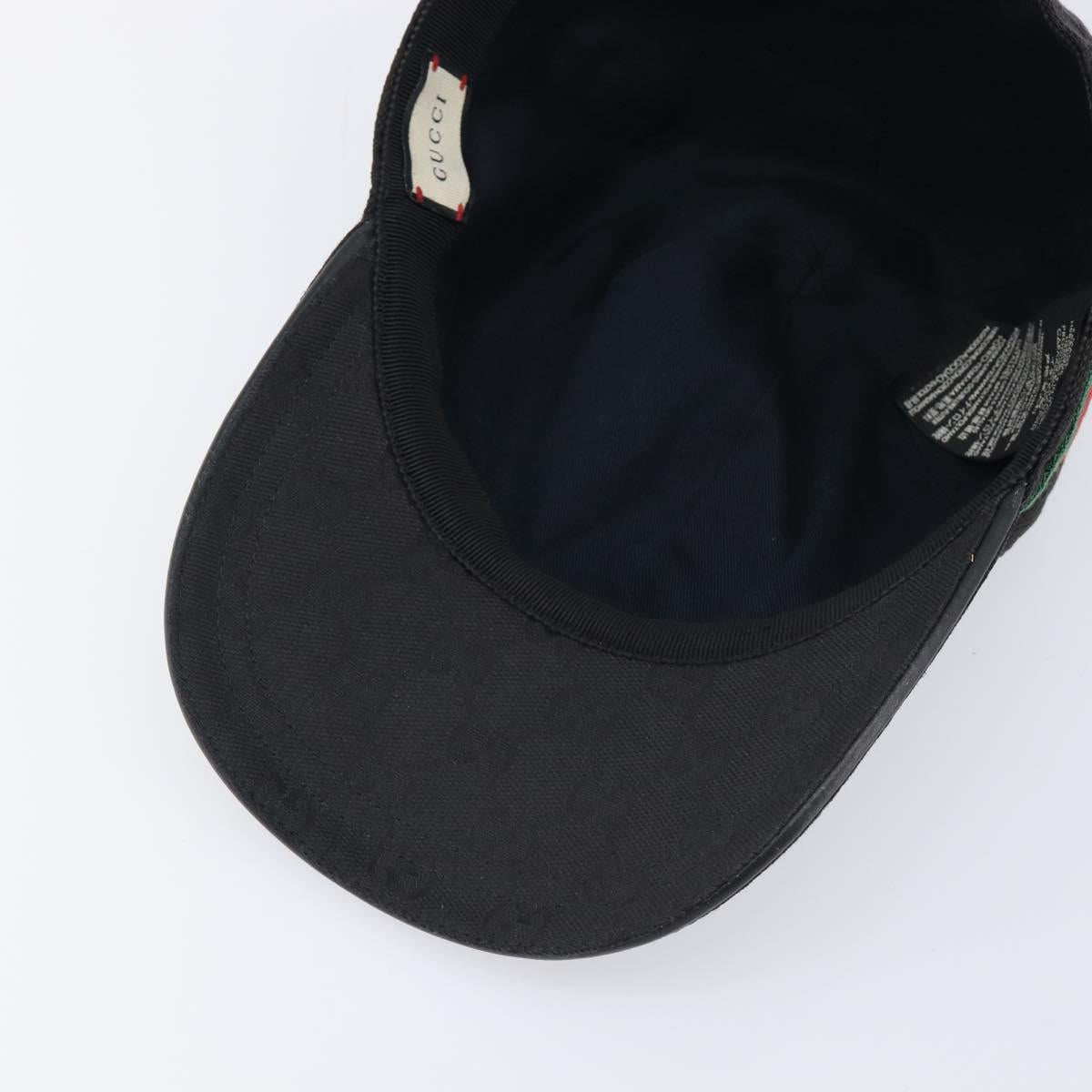 GUCCI GG Canvas Web Sherry Line Cap Black Gold Tone 200035 Auth 202104A