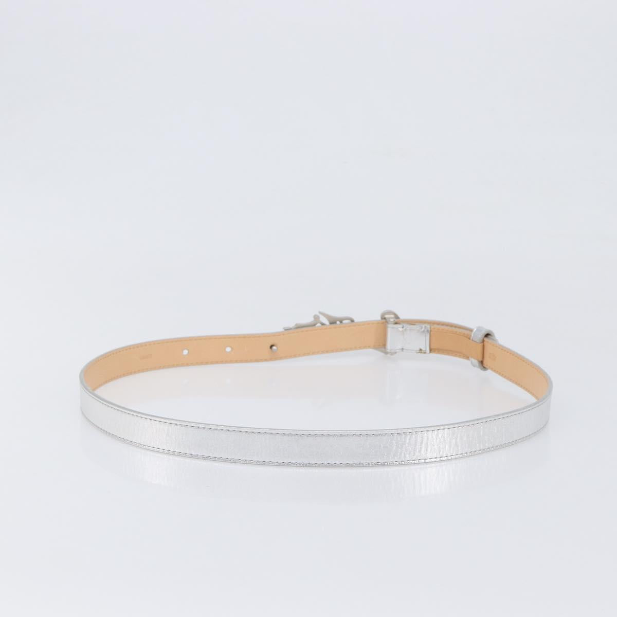 LOUIS VUITTON Ceinture Narrow Belt Leather 80/32 Silver LV Auth 202107