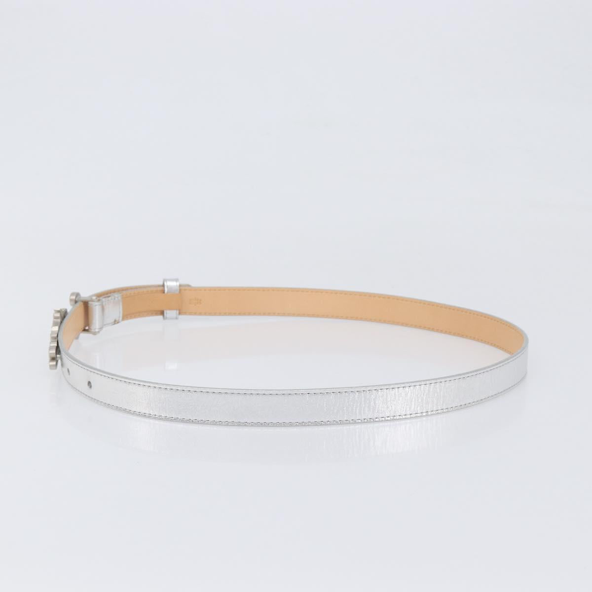 LOUIS VUITTON Ceinture Narrow Belt Leather 80/32 Silver LV Auth 202107
