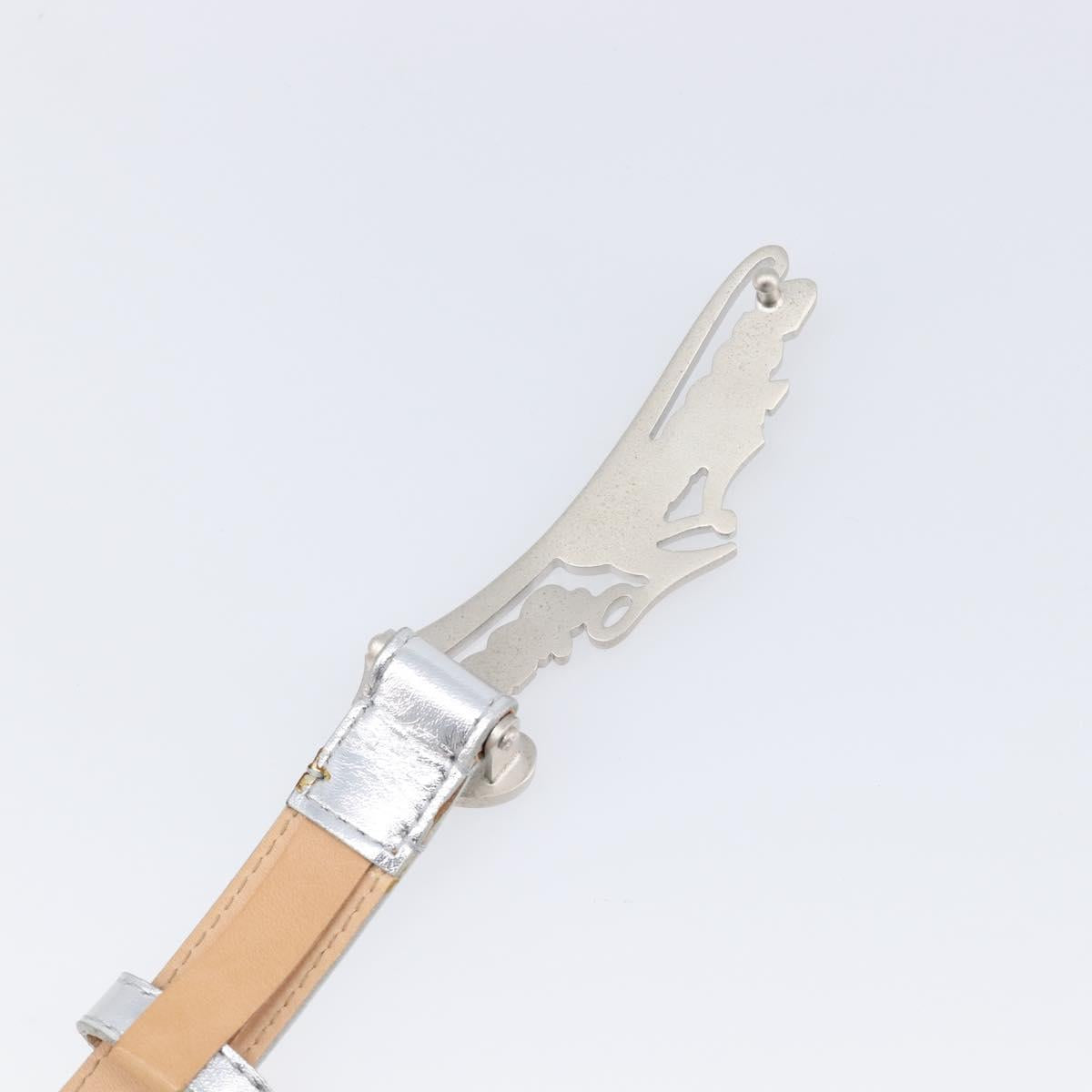 LOUIS VUITTON Ceinture Narrow Belt Leather 80/32 Silver LV Auth 202107
