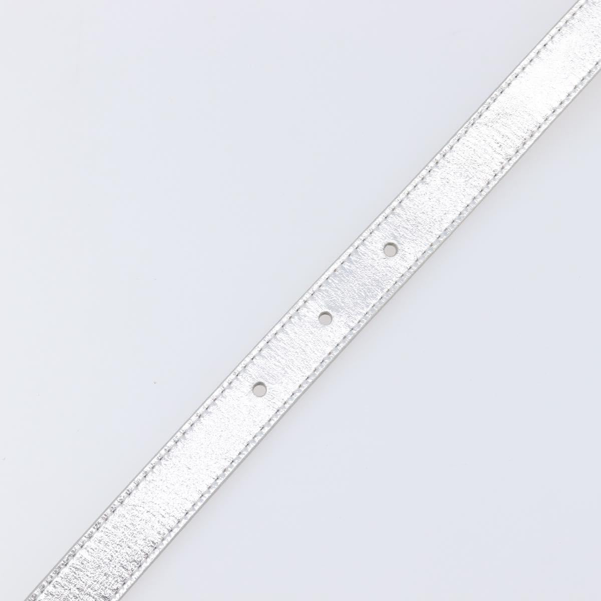 LOUIS VUITTON Ceinture Narrow Belt Leather 80/32 Silver LV Auth 202107