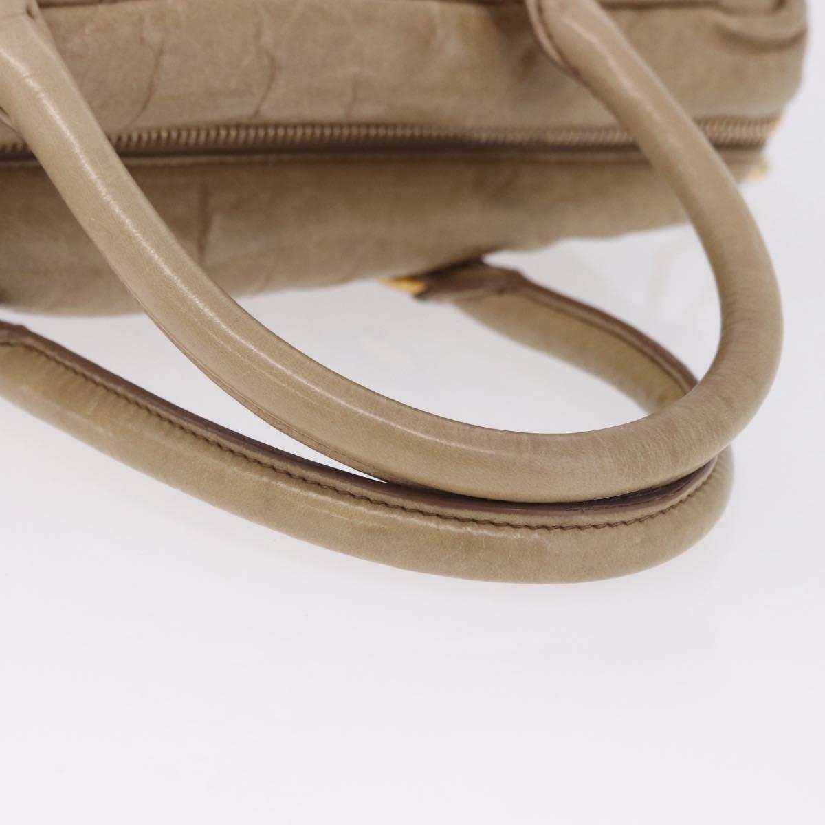Miu Miu Vitellolux Hand Bag Leather 2way Beige Gold Tone Auth 202110V