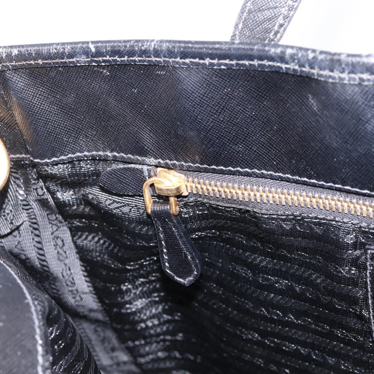 PRADA Hand Bag Nylon 2way Black Gold Tone Auth 202114