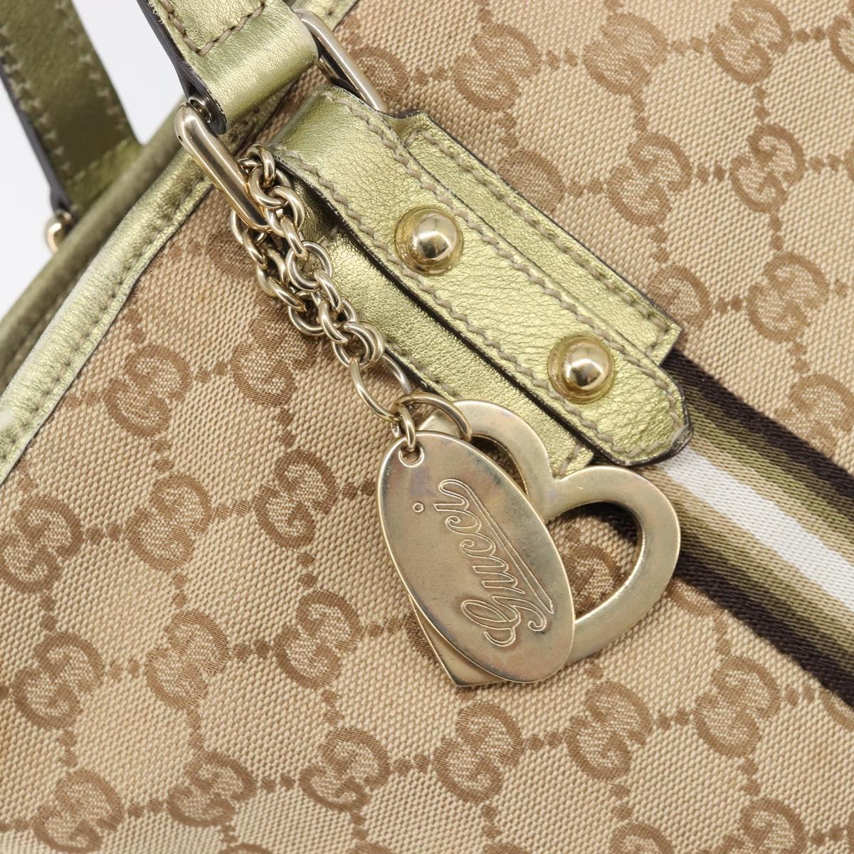 GUCCI GG Canvas Tote Bag Beige Gold Tone 137396 Auth 202117