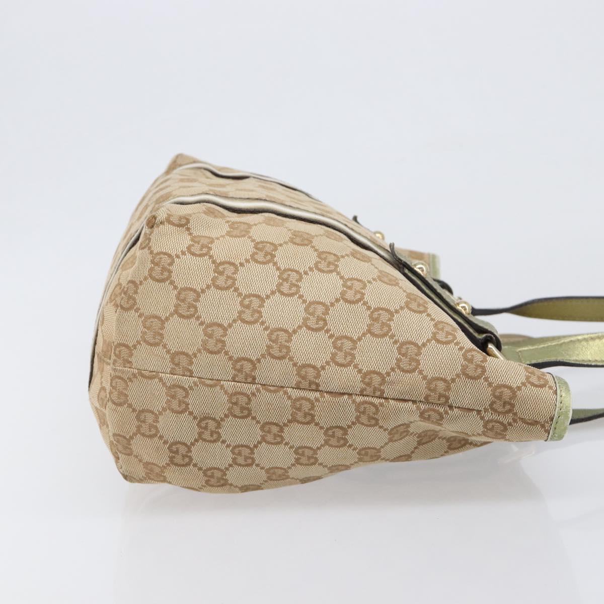 GUCCI GG Canvas Tote Bag Beige Gold Tone 137396 Auth 202117