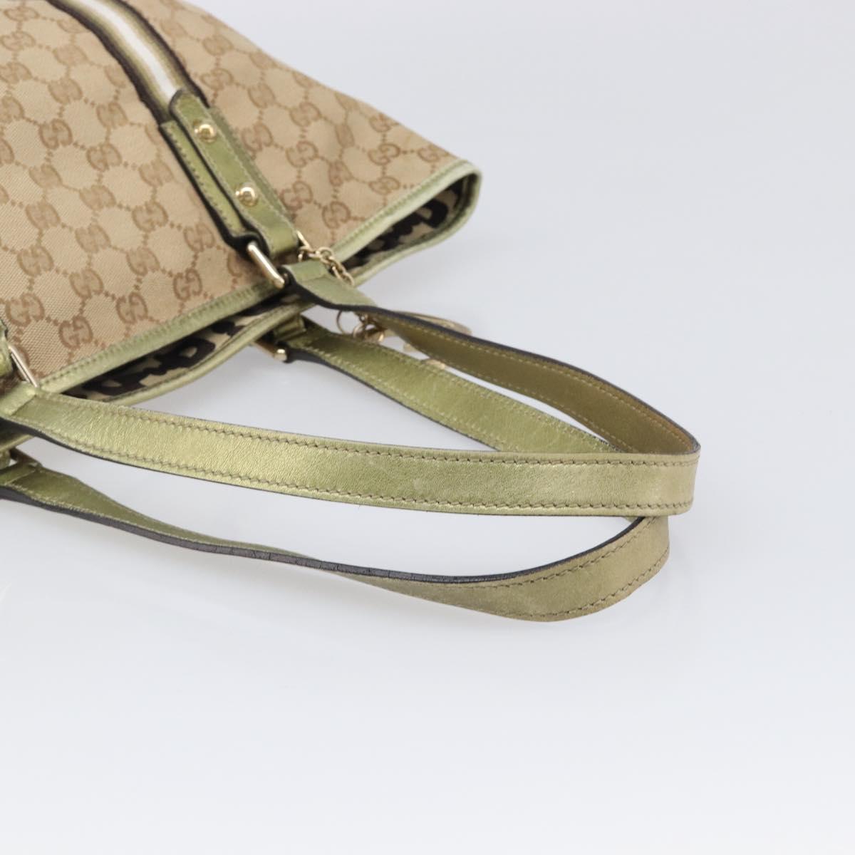 GUCCI GG Canvas Tote Bag Beige Gold Tone 137396 Auth 202117