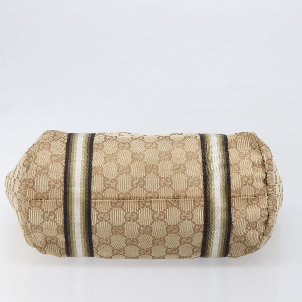 GUCCI GG Canvas Tote Bag Beige Gold Tone 137396 Auth 202117