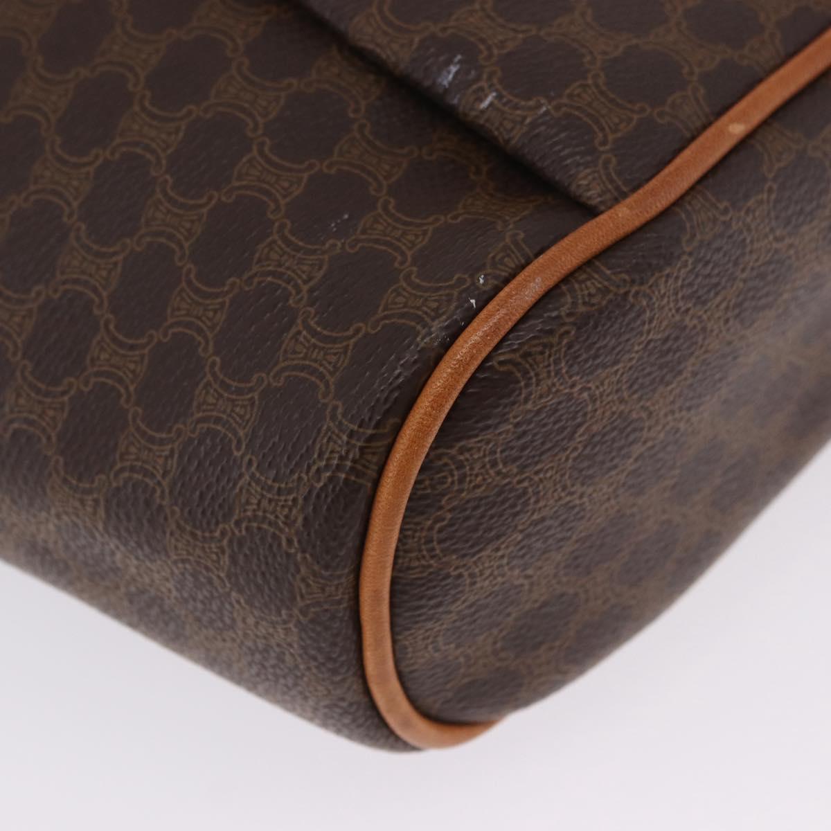 CELINE Macadam Shoulder Bag PVC Leather Brown Gold Tone Auth 202119A