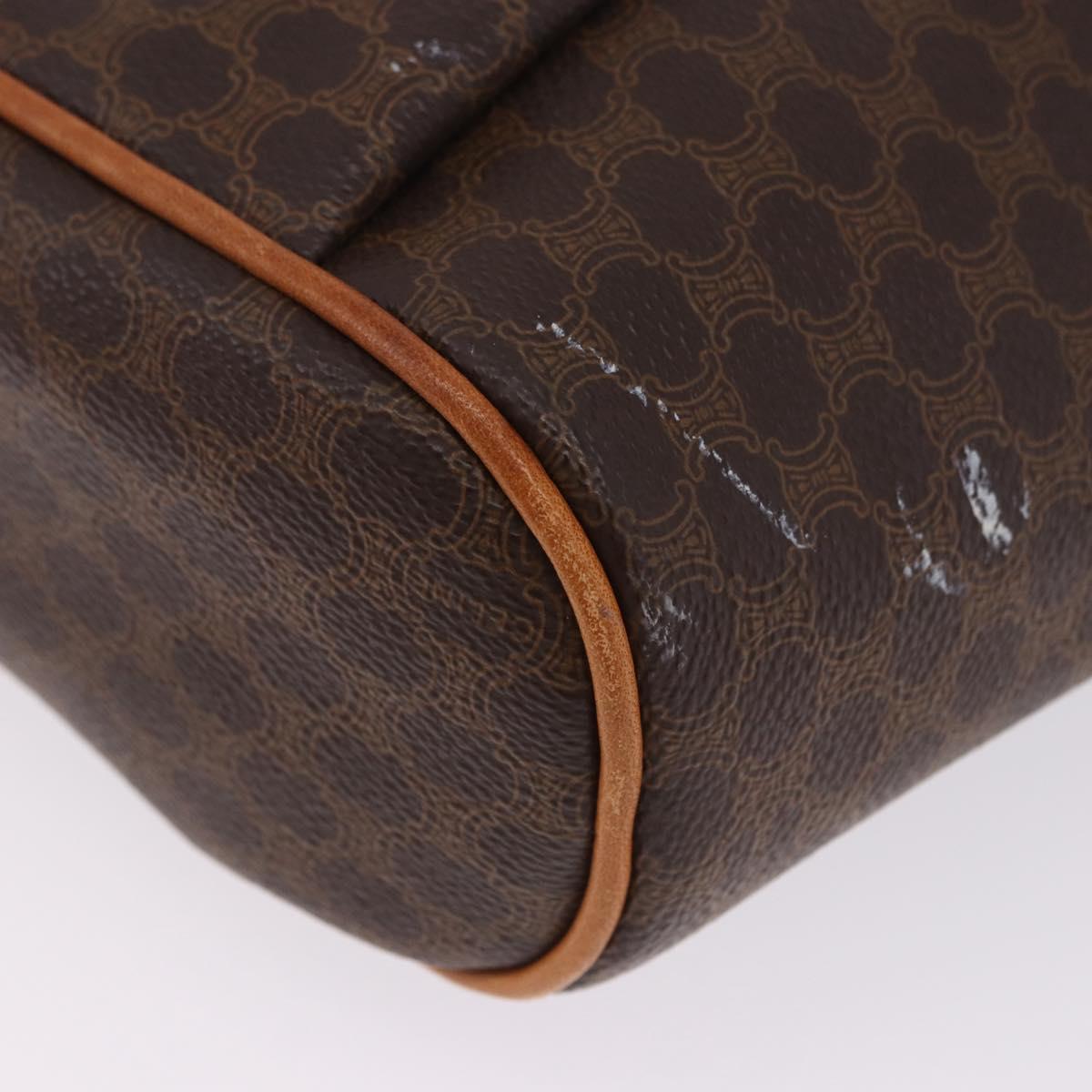CELINE Macadam Shoulder Bag PVC Leather Brown Gold Tone Auth 202119A