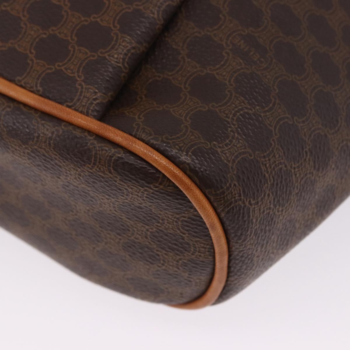 CELINE Macadam Shoulder Bag PVC Leather Brown Gold Tone Auth 202119A