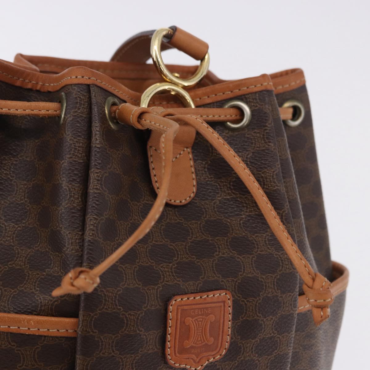 CELINE Macadam Shoulder Bag PVC Leather Brown Gold Tone Auth 202119A