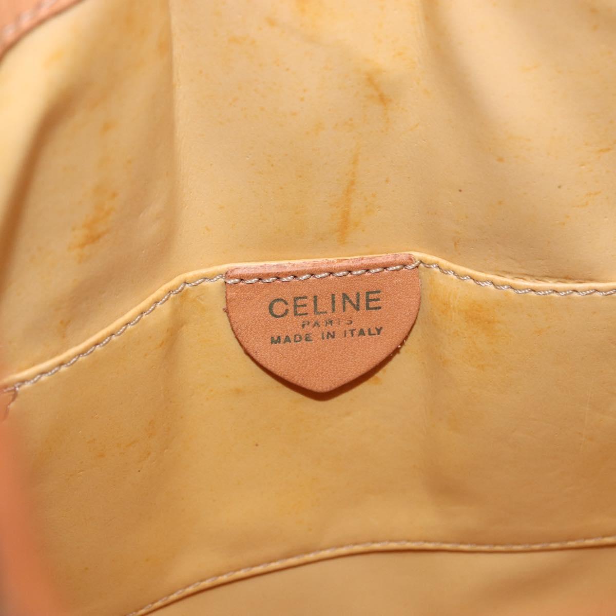 CELINE Macadam Shoulder Bag PVC Leather Brown Gold Tone Auth 202119A