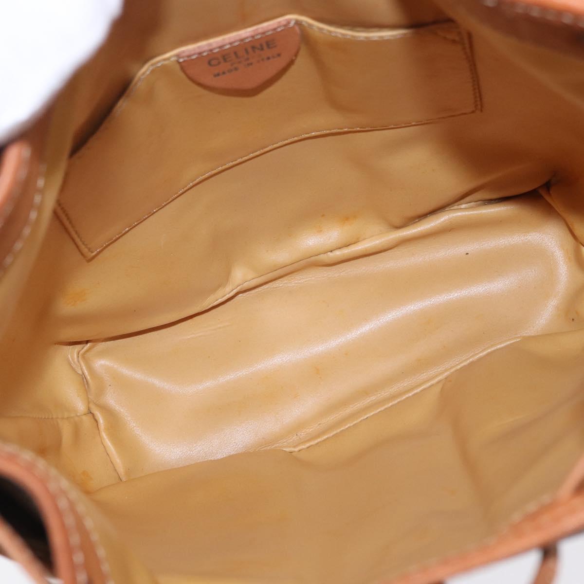 CELINE Macadam Shoulder Bag PVC Leather Brown Gold Tone Auth 202119A