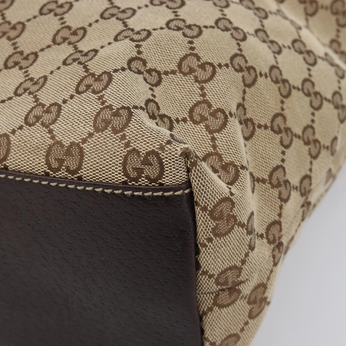 GUCCI GG Canvas Tote Bag Beige Gold Tone 153009 Auth 202120