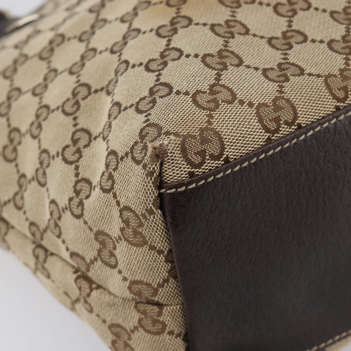 GUCCI GG Canvas Tote Bag Beige Gold Tone 153009 Auth 202120