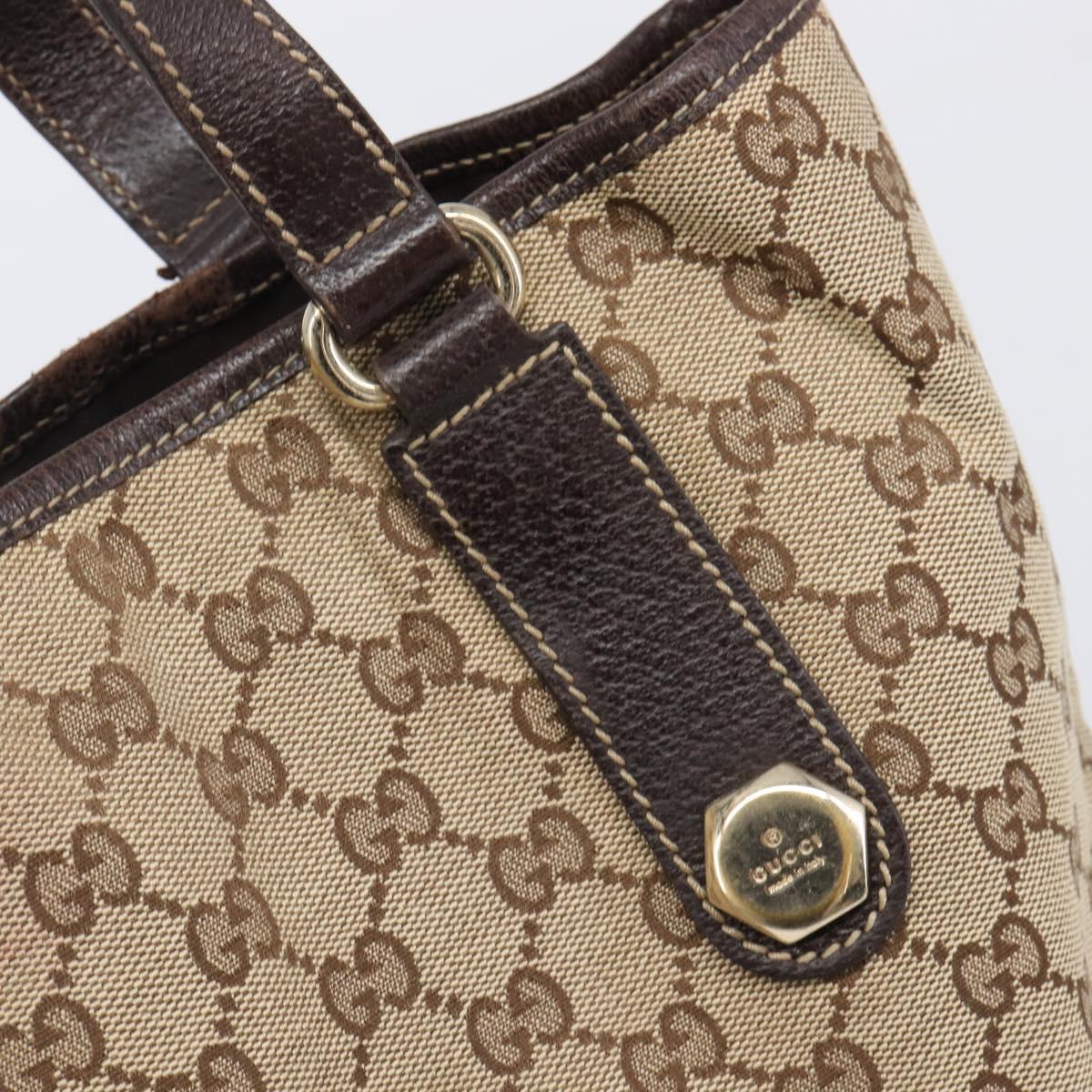 GUCCI GG Canvas Tote Bag Beige Gold Tone 153009 Auth 202120