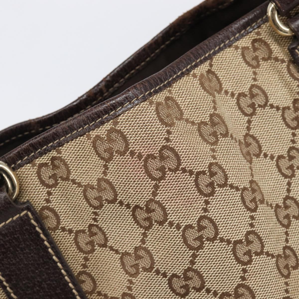 GUCCI GG Canvas Tote Bag Beige Gold Tone 153009 Auth 202120