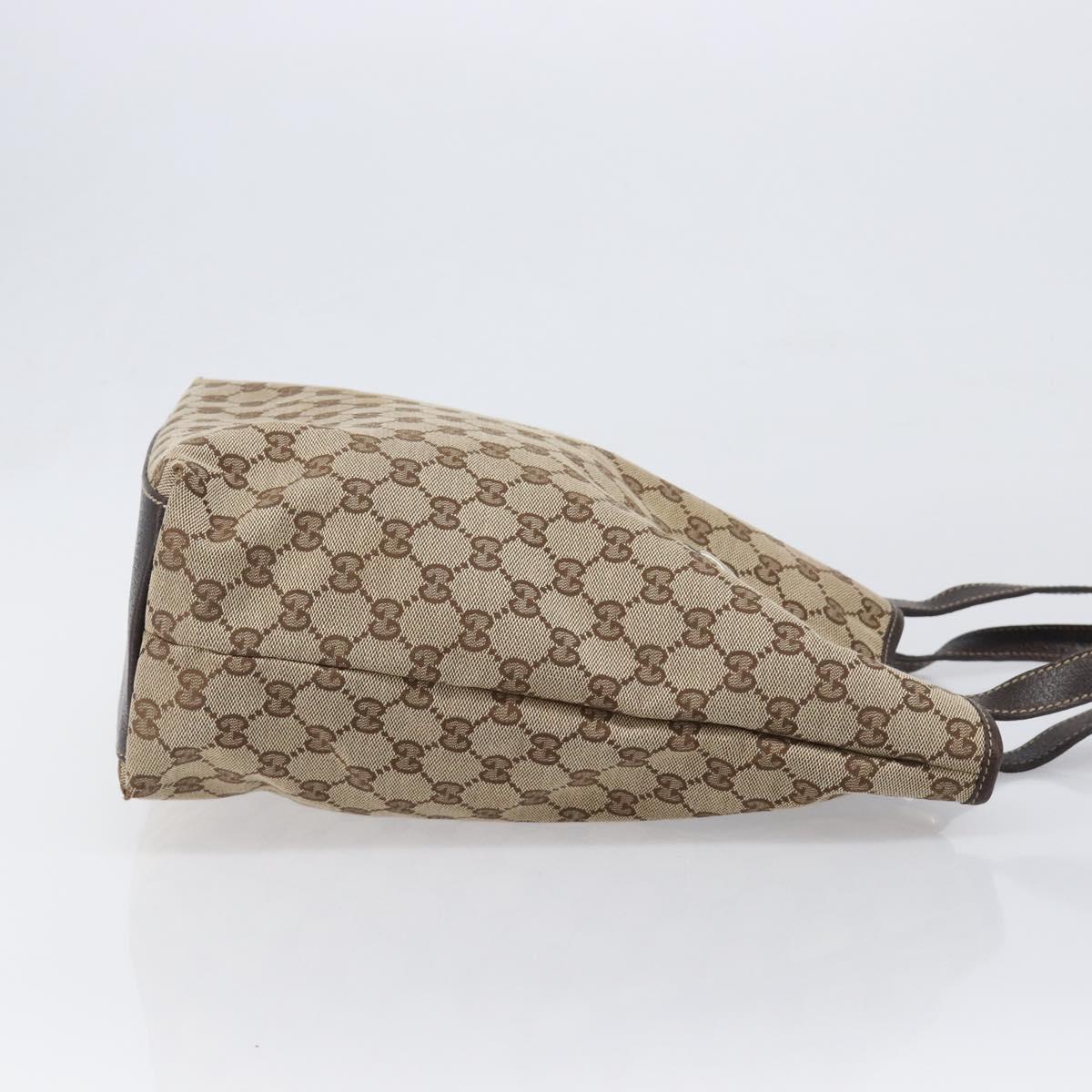 GUCCI GG Canvas Tote Bag Beige Gold Tone 153009 Auth 202120