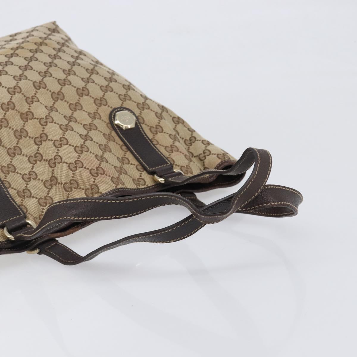 GUCCI GG Canvas Tote Bag Beige Gold Tone 153009 Auth 202120