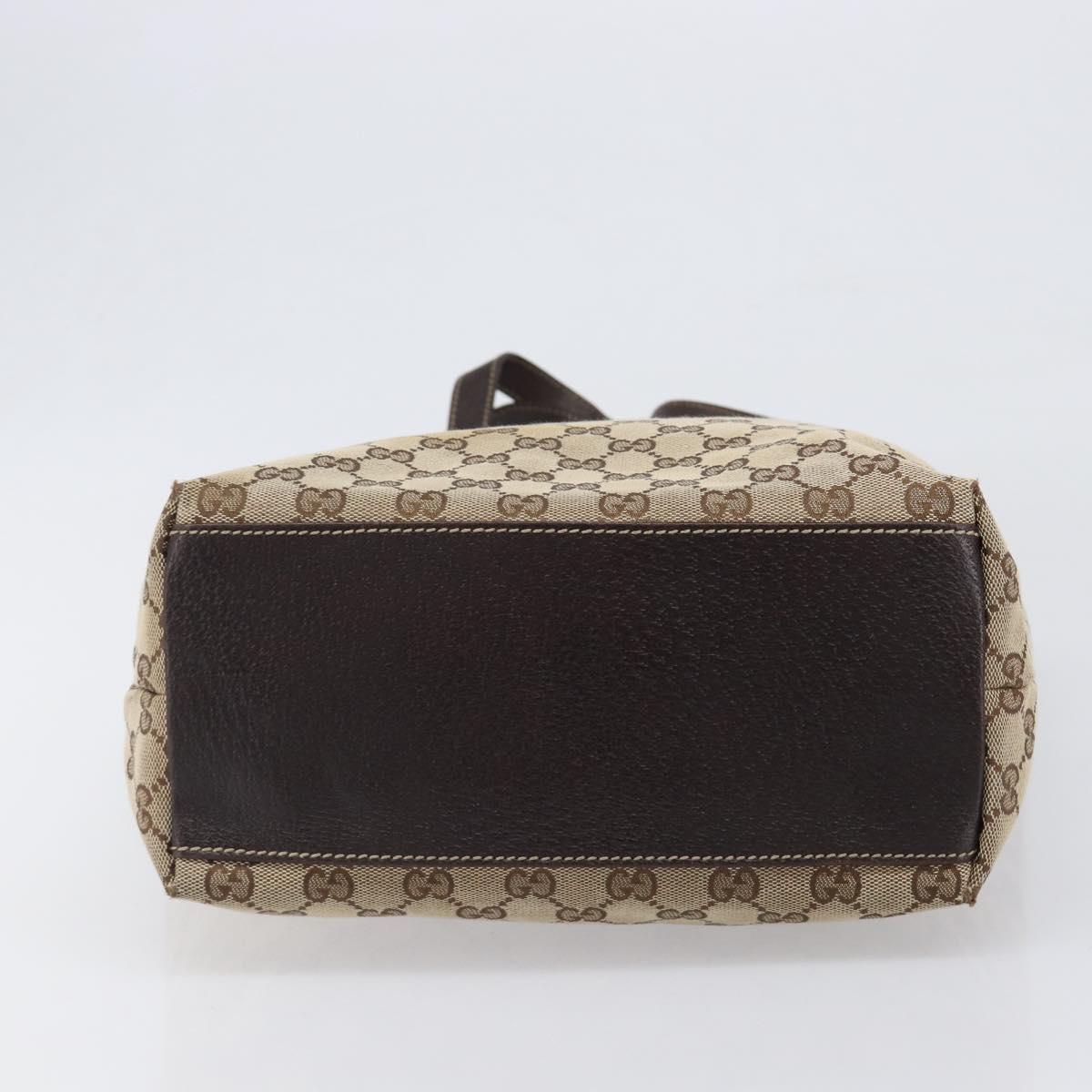 GUCCI GG Canvas Tote Bag Beige Gold Tone 153009 Auth 202120