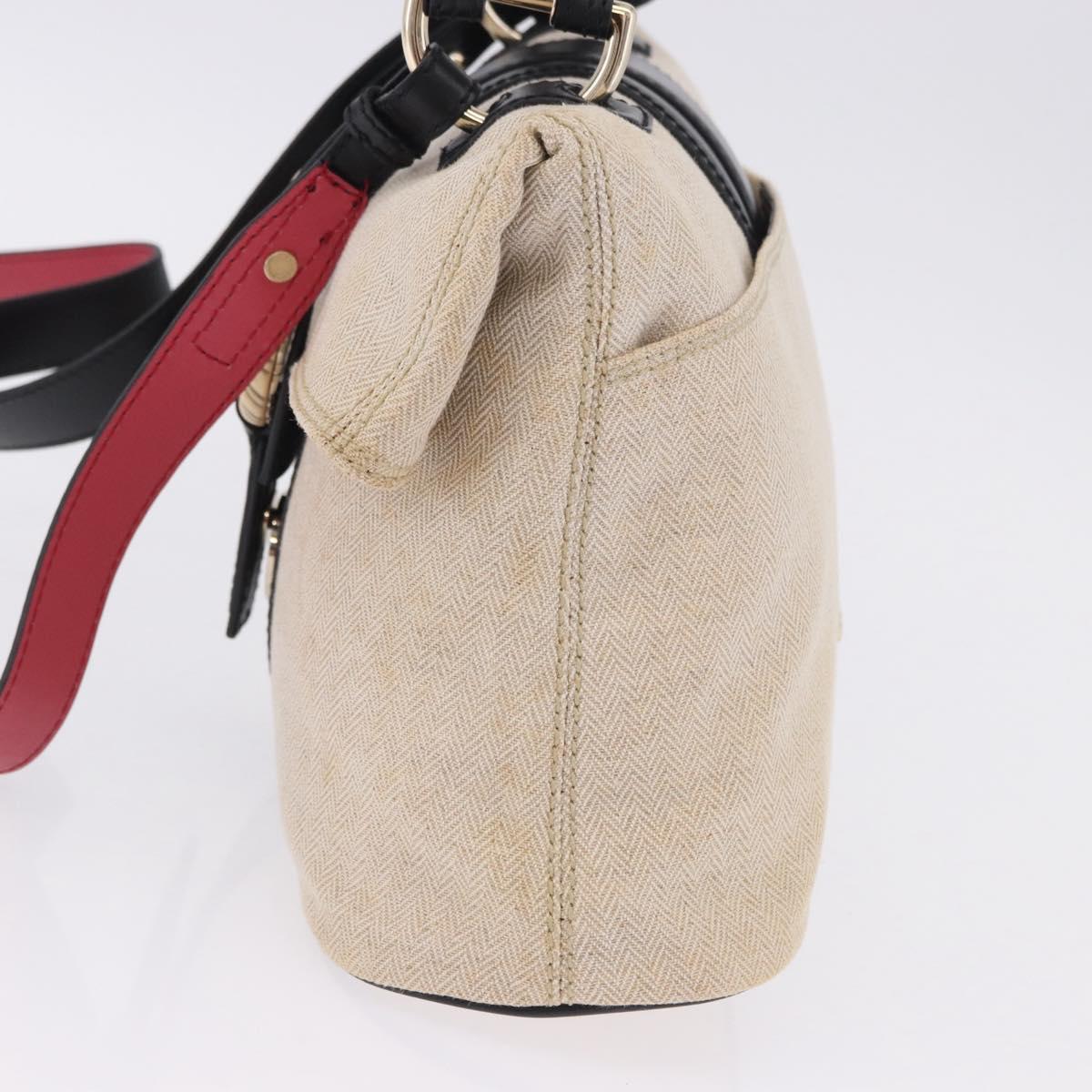 BVLGARI Hand Bag Canvas 2way Beige Gold Tone Auth 202121A