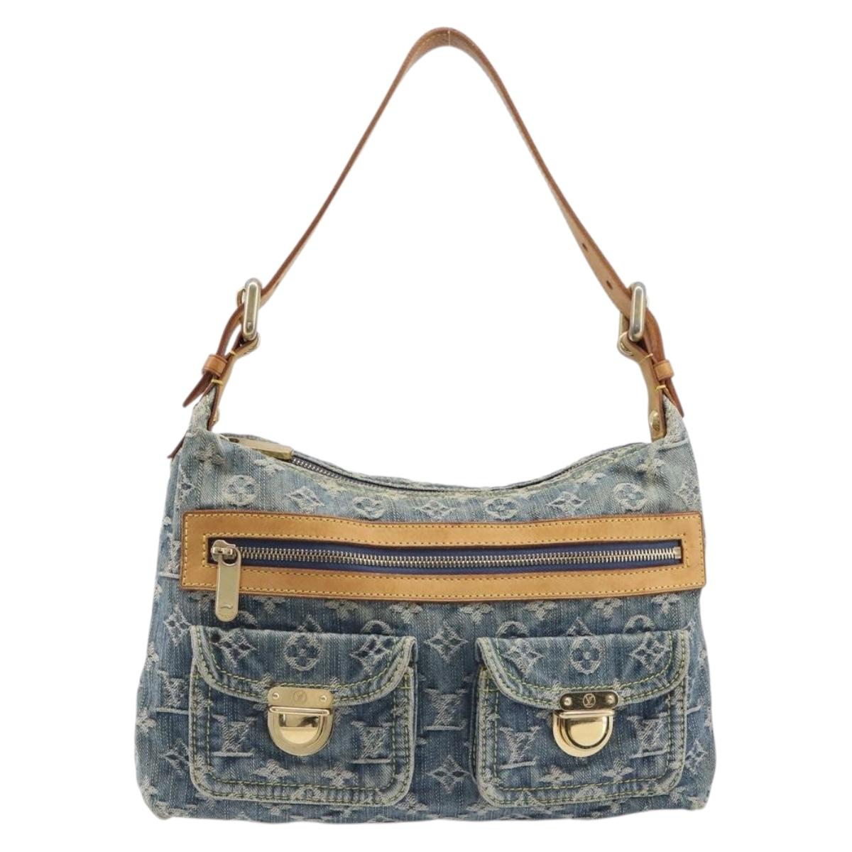 LOUIS VUITTON Monogram Denim Buggy PM Shoulder Bag Blue M95049 LV Auth 202125V