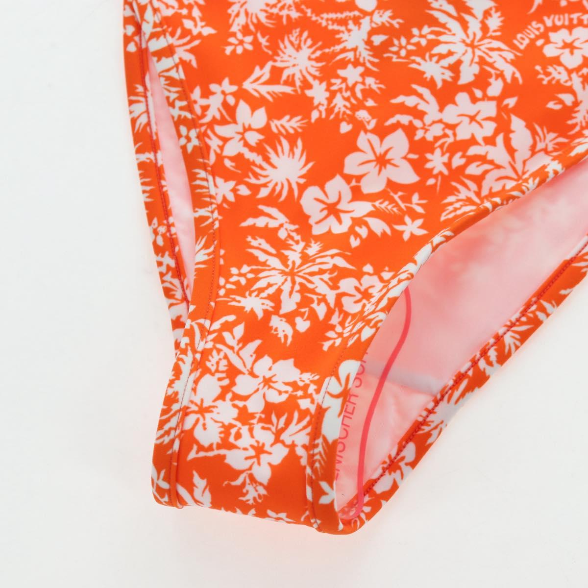 LOUIS VUITTON Swimwear Bikini Polyester Orange White LV Auth 202126M