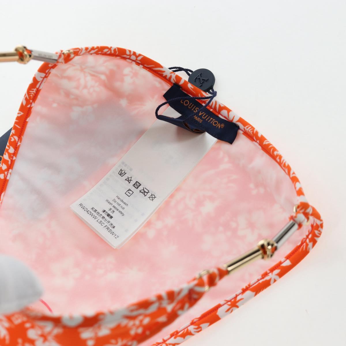 LOUIS VUITTON Swimwear Bikini Polyester Orange White LV Auth 202126M