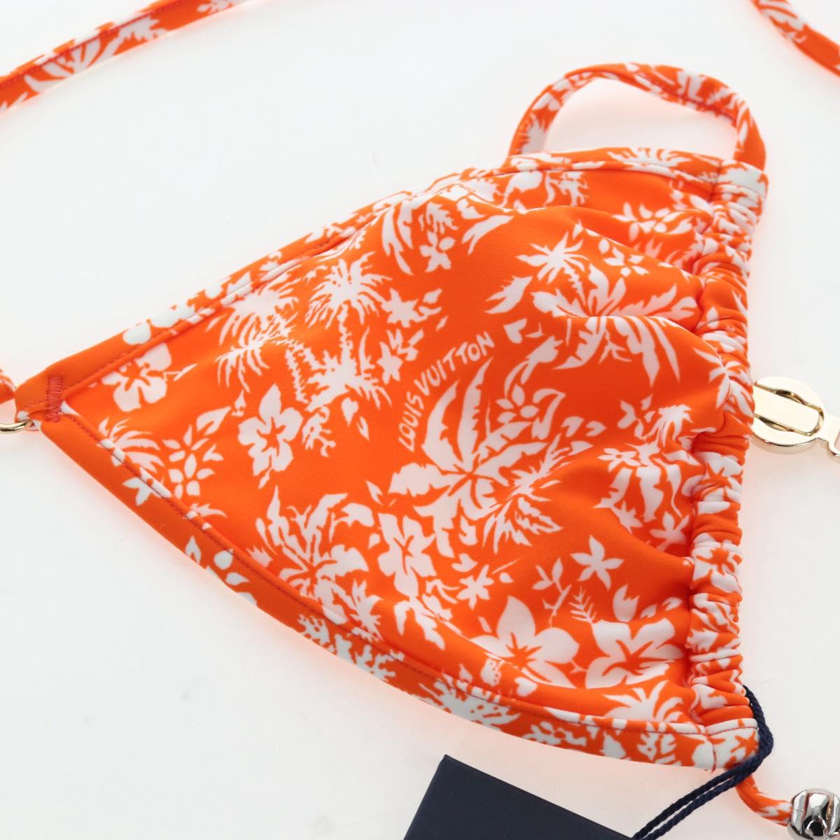 LOUIS VUITTON Swimwear Bikini Polyester Orange White LV Auth 202126M