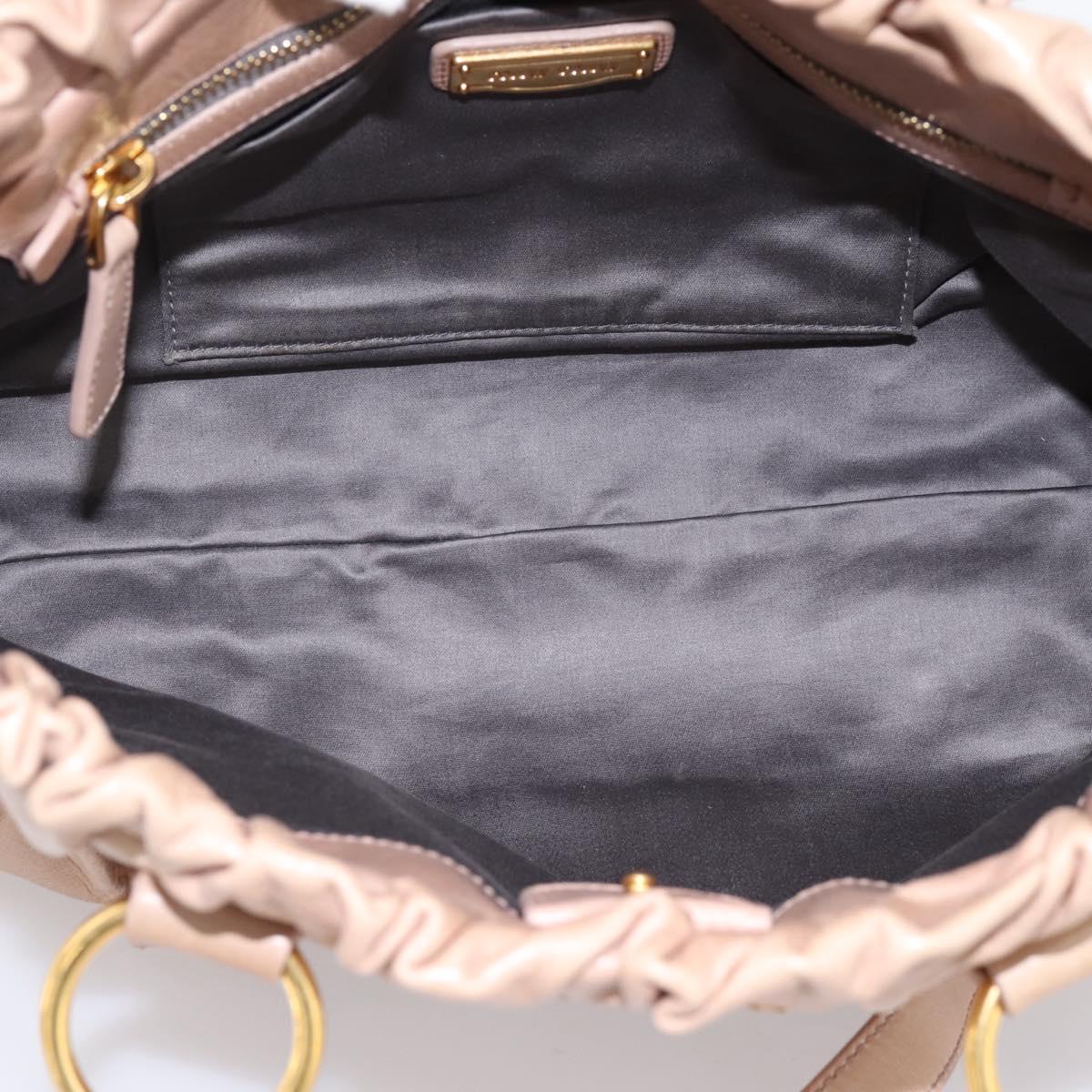 Miu Miu Vitellolux Hand Bag Leather 2way Beige Gold Auth 202127V