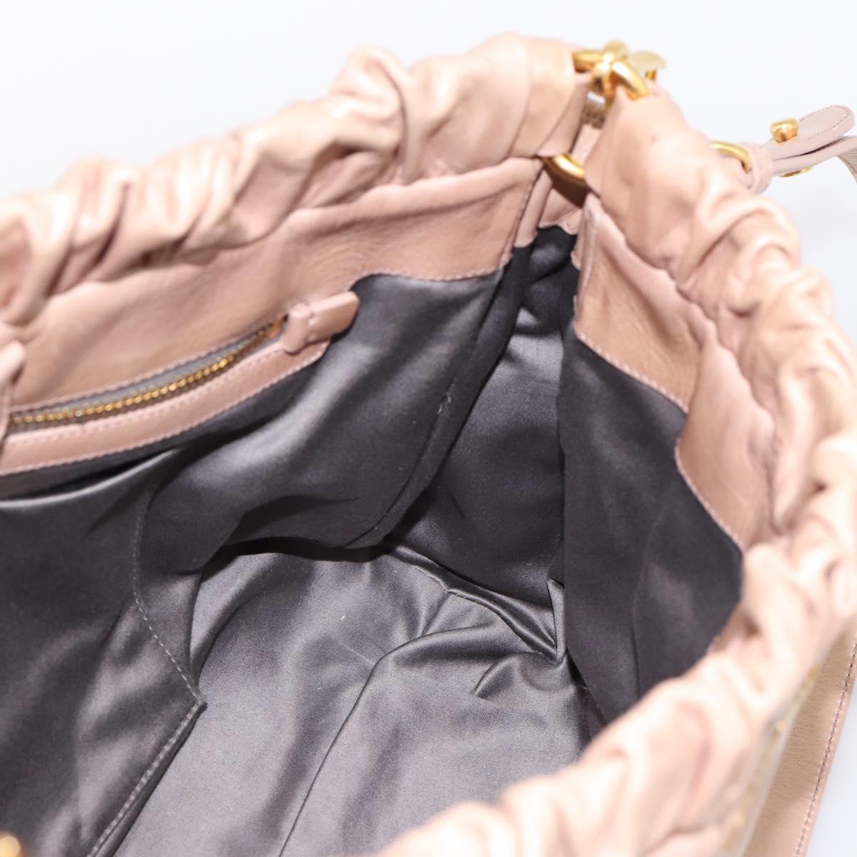 Miu Miu Vitellolux Hand Bag Leather 2way Beige Gold Auth 202127V