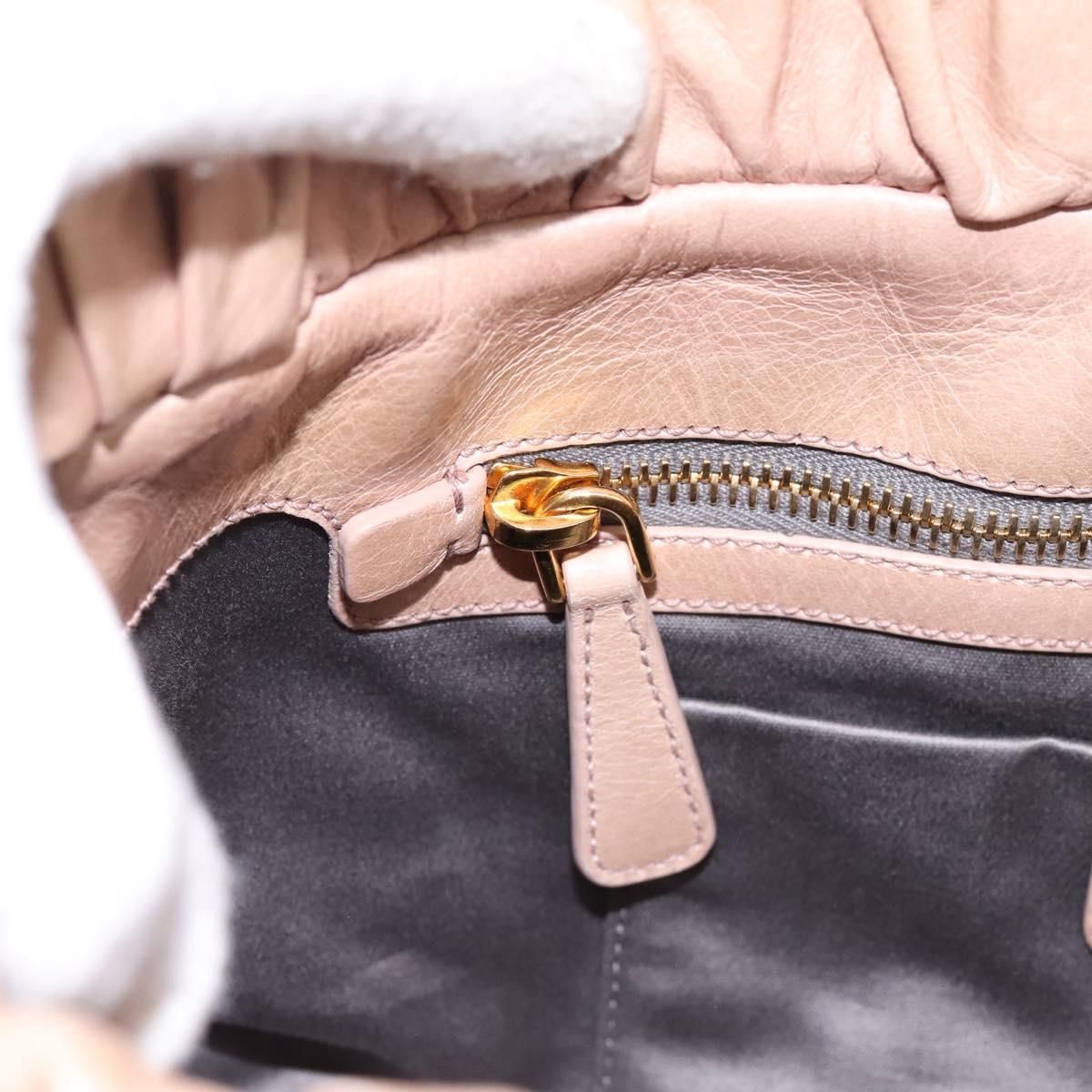 Miu Miu Vitellolux Hand Bag Leather 2way Beige Gold Auth 202127V