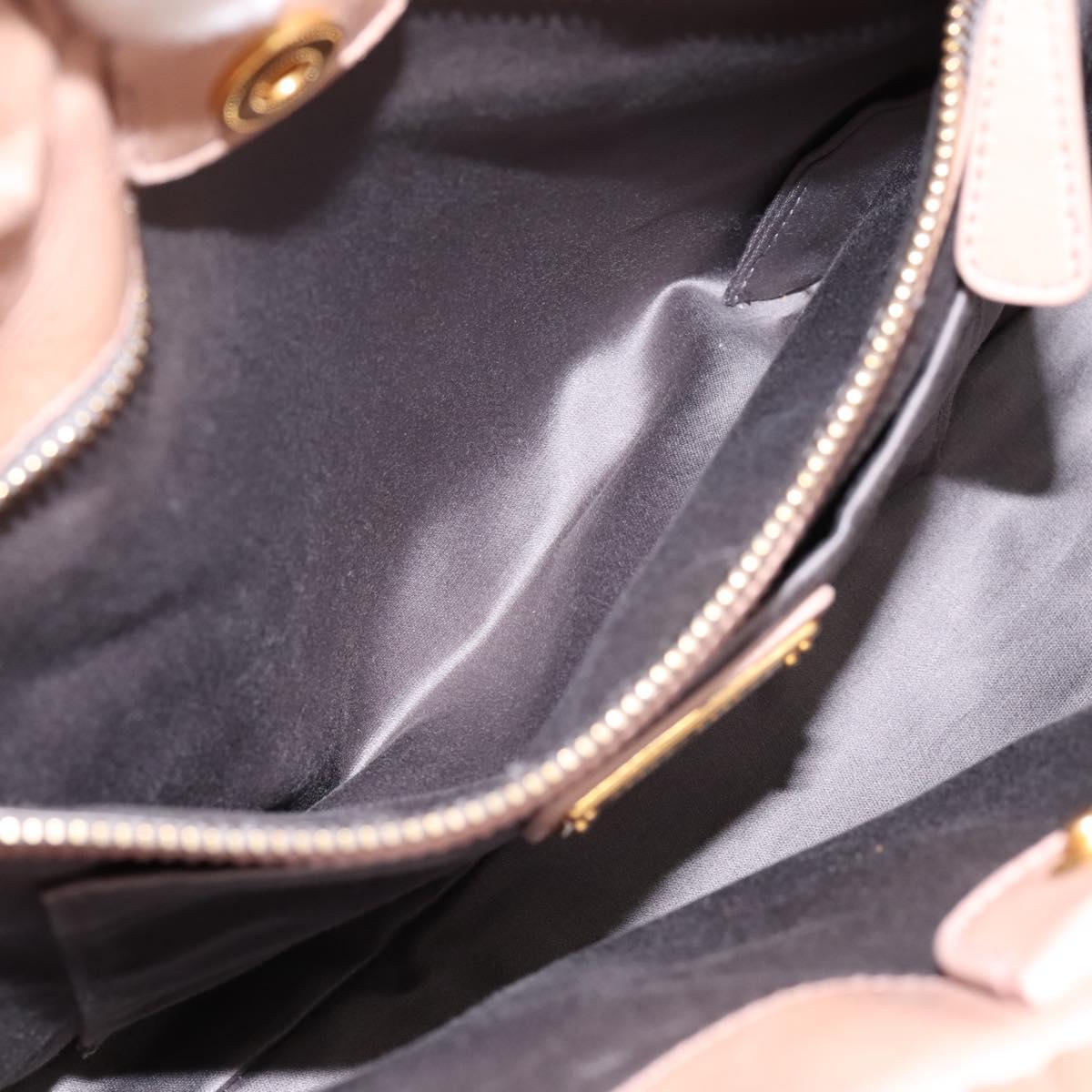 Miu Miu Vitellolux Hand Bag Leather 2way Beige Gold Auth 202127V