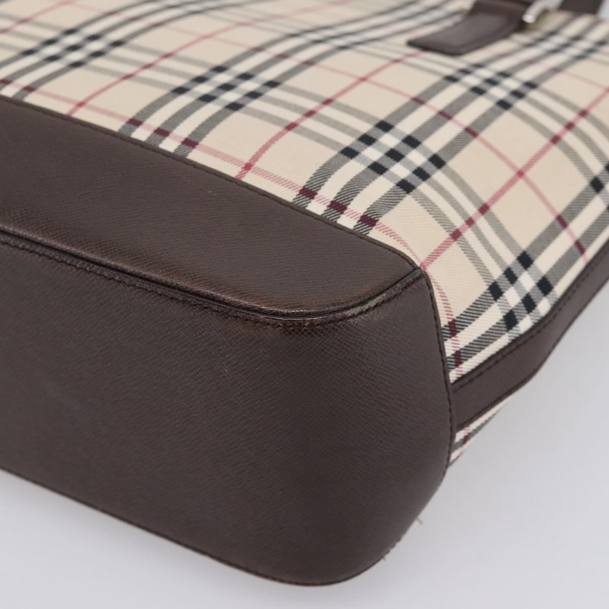 BURBERRY Nova Check Hand Bag Canvas Beige Silver Auth 202135