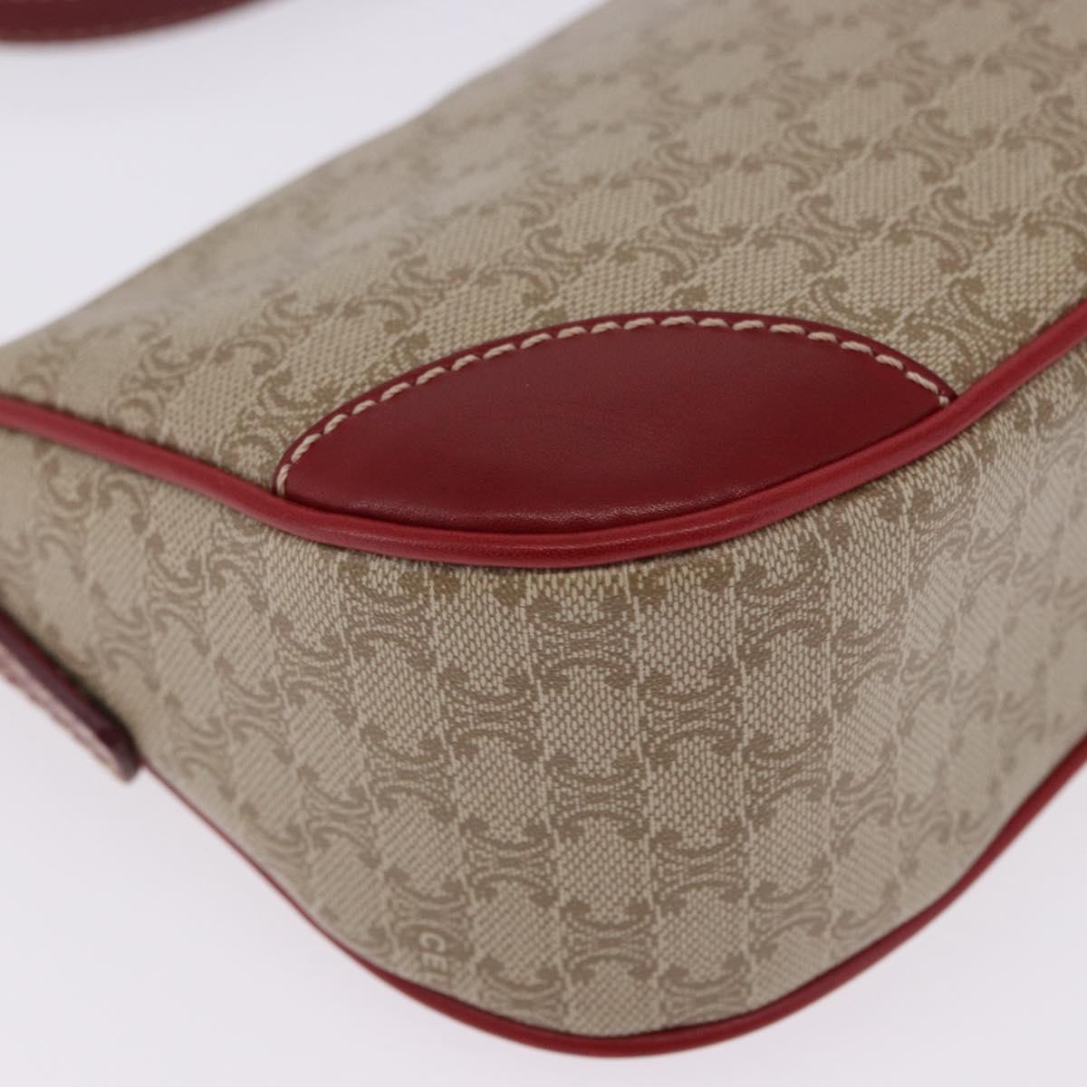 CELINE Macadam Canvas Accessory Pouch PVC Beige Gold Auth 202136V