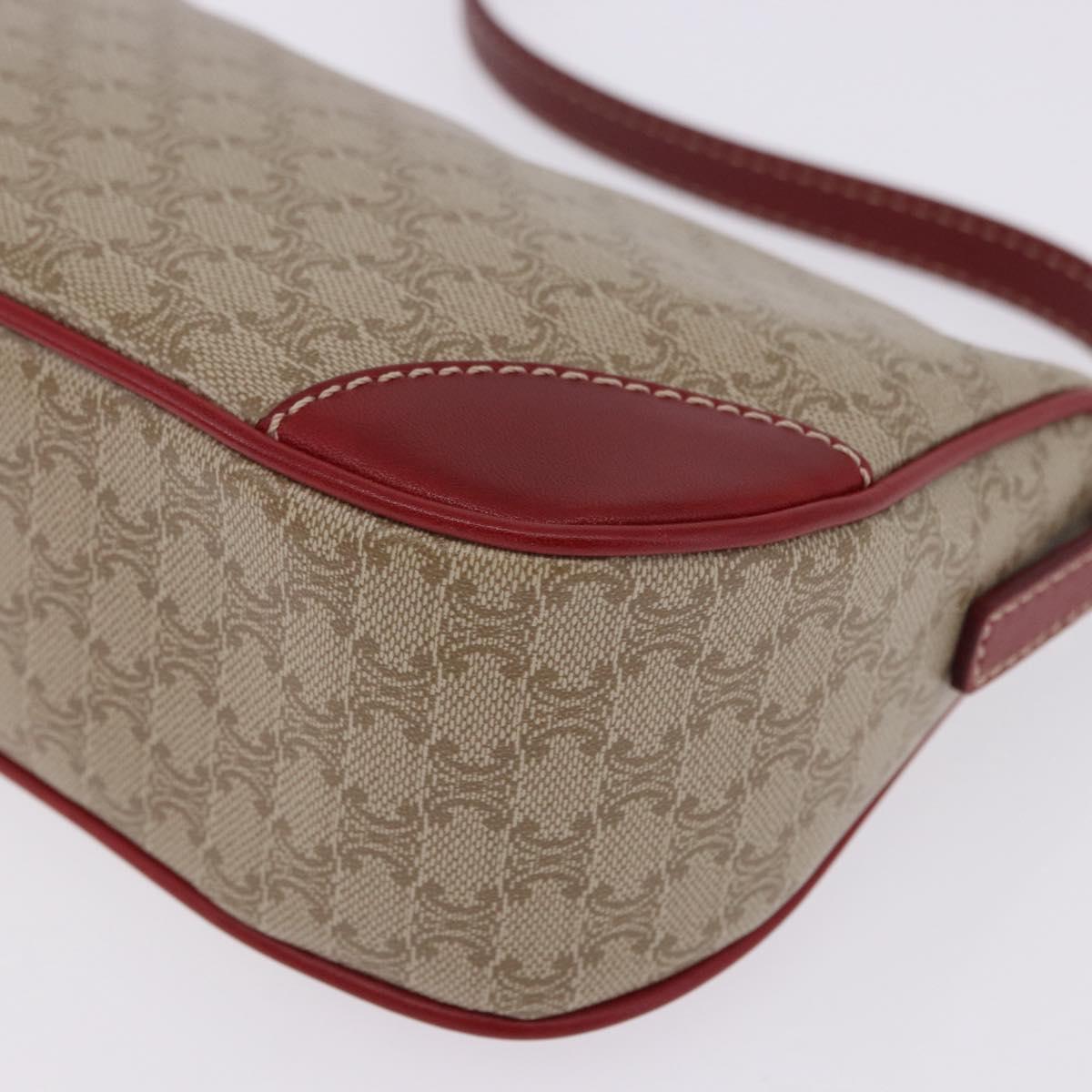 CELINE Macadam Canvas Accessory Pouch PVC Beige Gold Auth 202136V