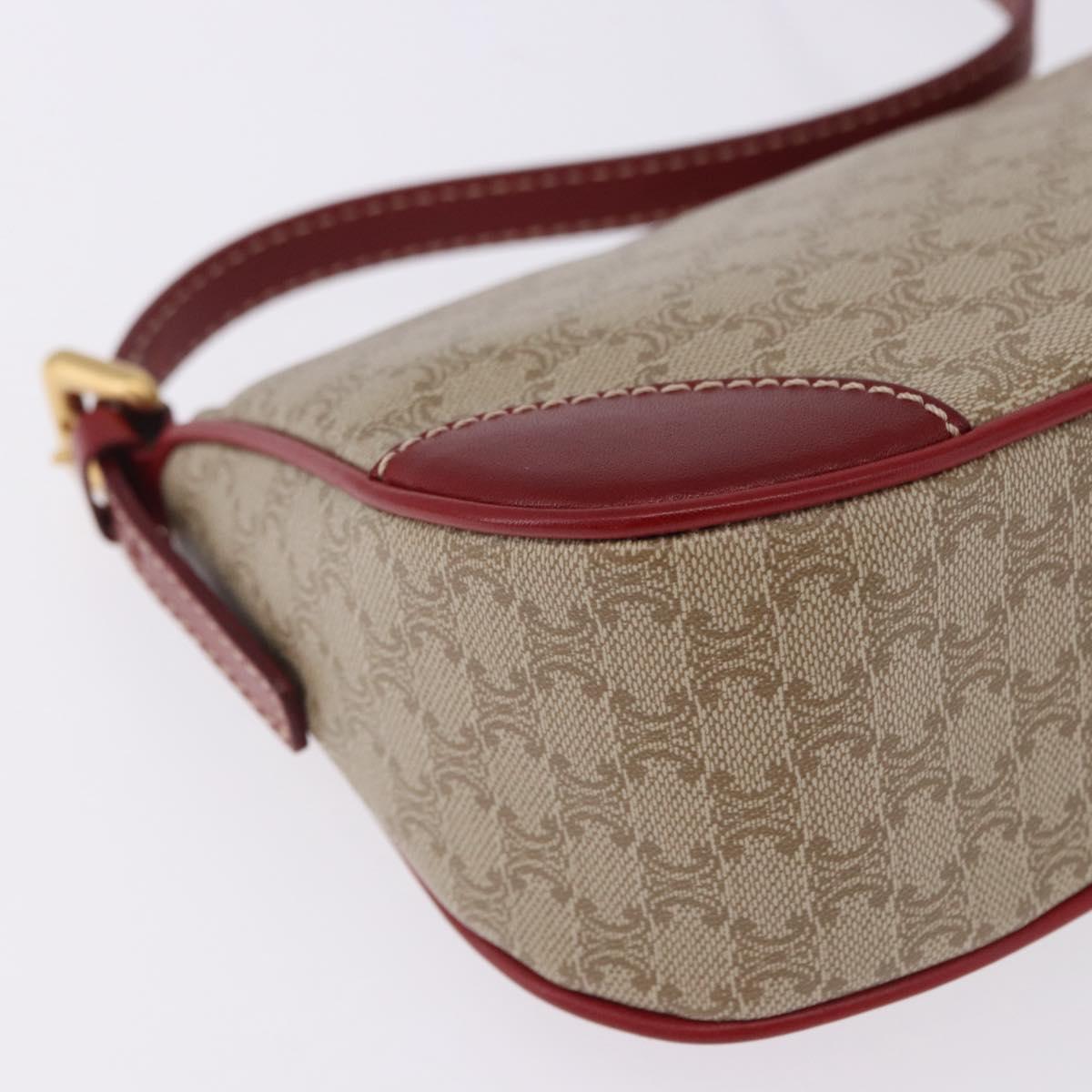 CELINE Macadam Canvas Accessory Pouch PVC Beige Gold Auth 202136V