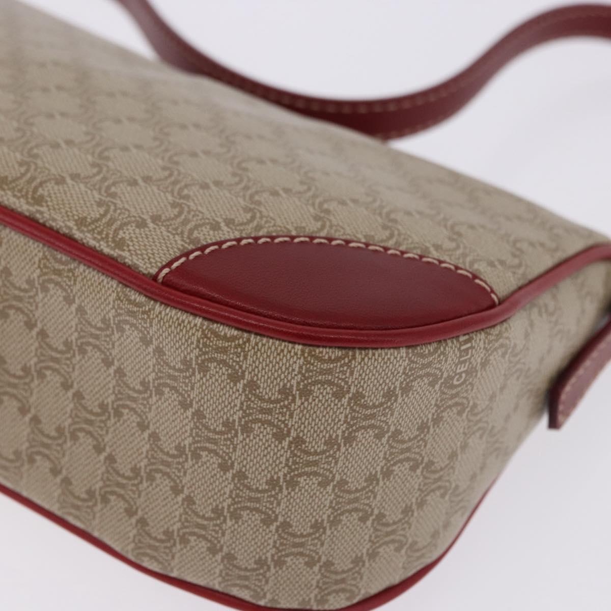 CELINE Macadam Canvas Accessory Pouch PVC Beige Gold Auth 202136V