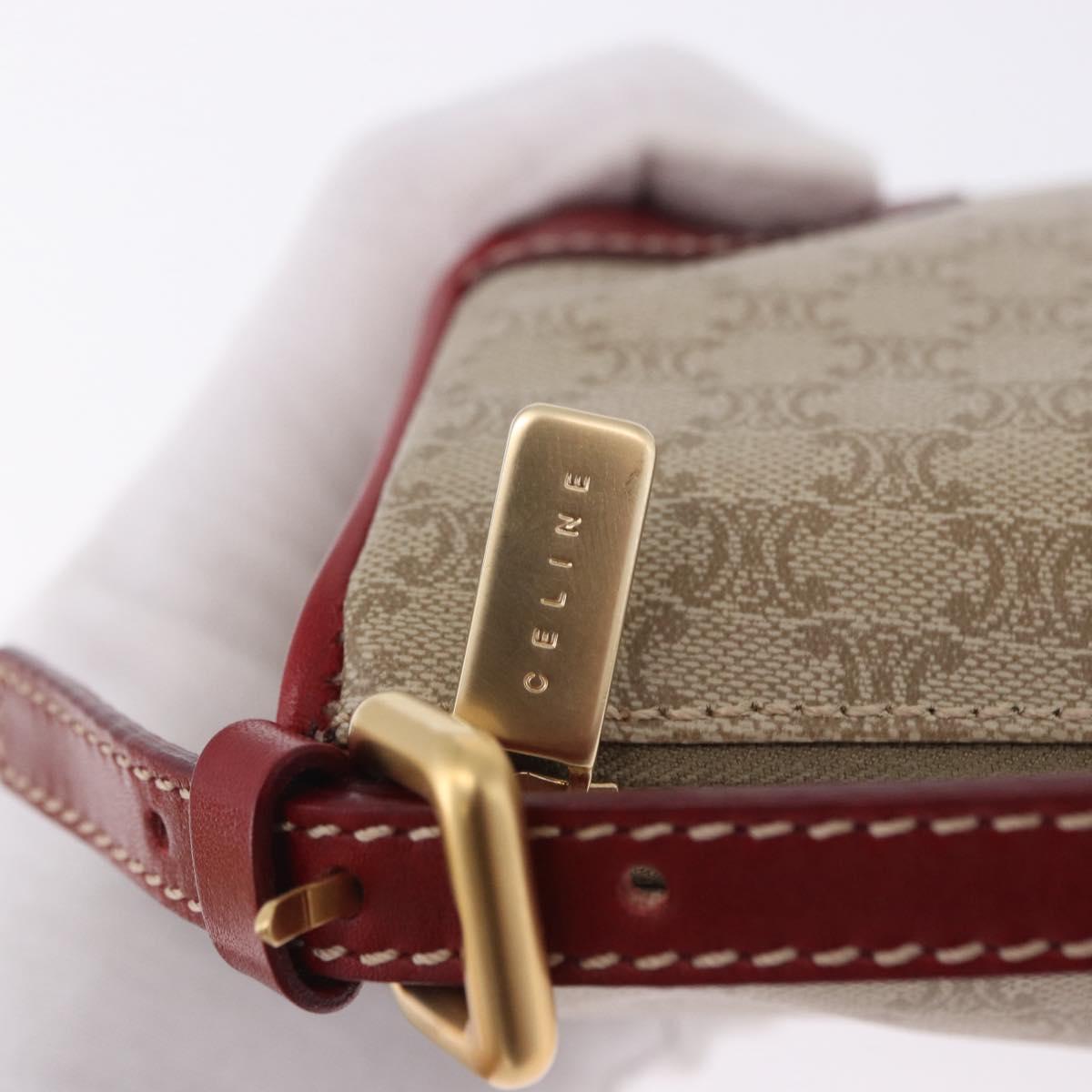 CELINE Macadam Canvas Accessory Pouch PVC Beige Gold Auth 202136V