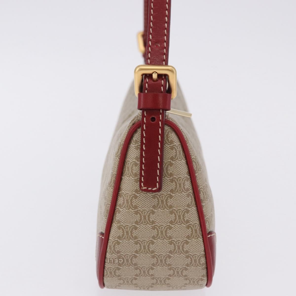 CELINE Macadam Canvas Accessory Pouch PVC Beige Gold Auth 202136V