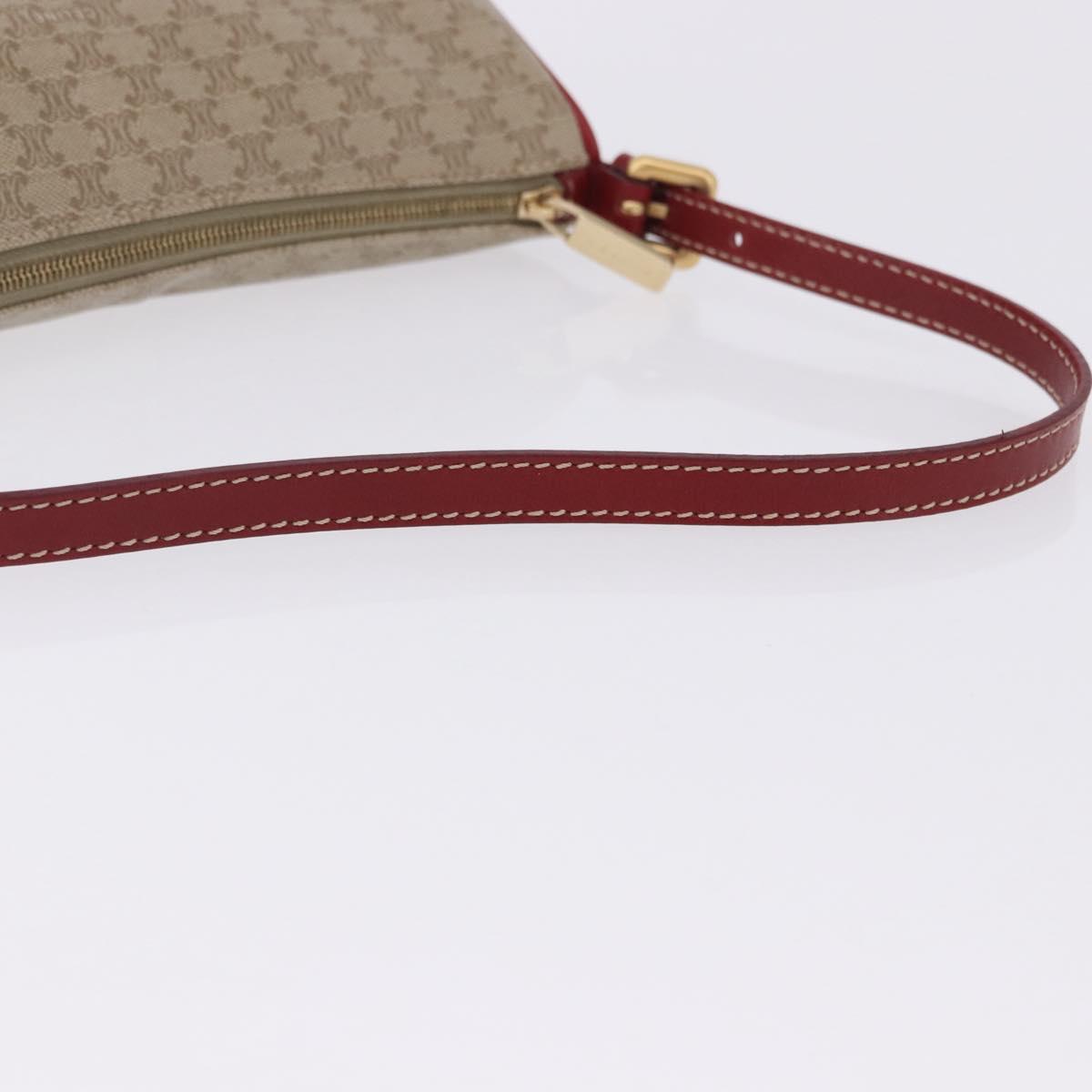 CELINE Macadam Canvas Accessory Pouch PVC Beige Gold Auth 202136V