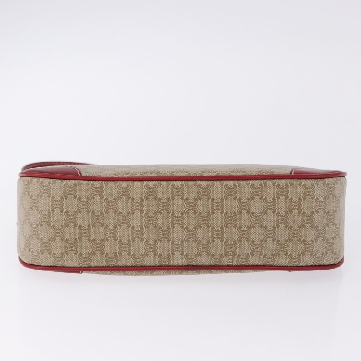 CELINE Macadam Canvas Accessory Pouch PVC Beige Gold Auth 202136V