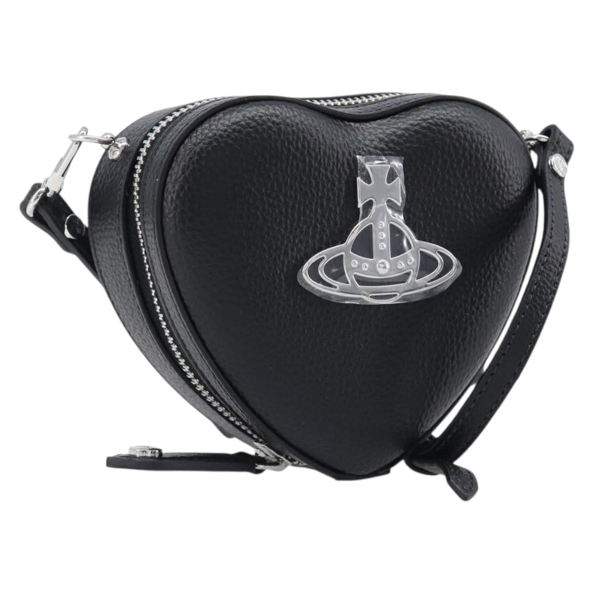 Vivienne Westwood Shoulder Bag Leather Black Silver Auth 202138V