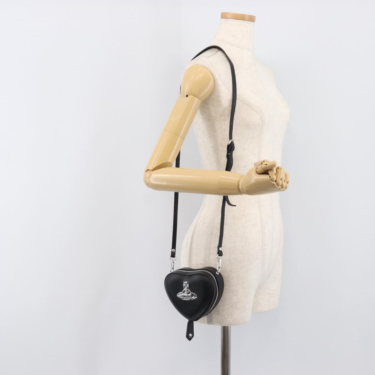 Vivienne Westwood Shoulder Bag Leather Black Silver Auth 202138V