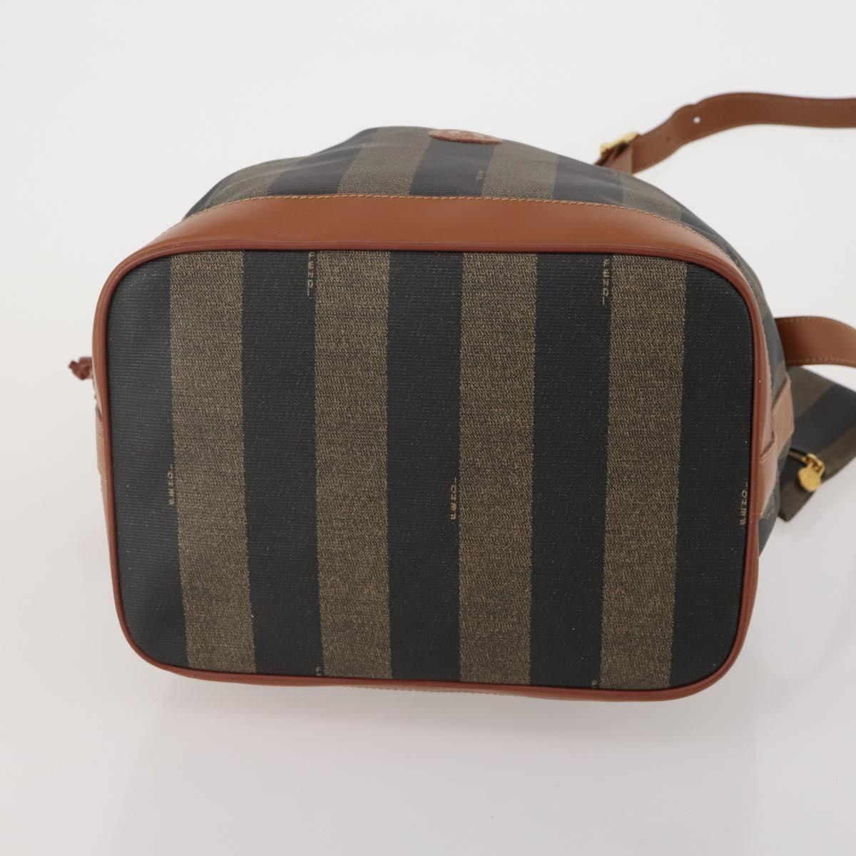 FENDI Pecan Shoulder Bag PVC Leather Brown Gold Tone Auth 202139