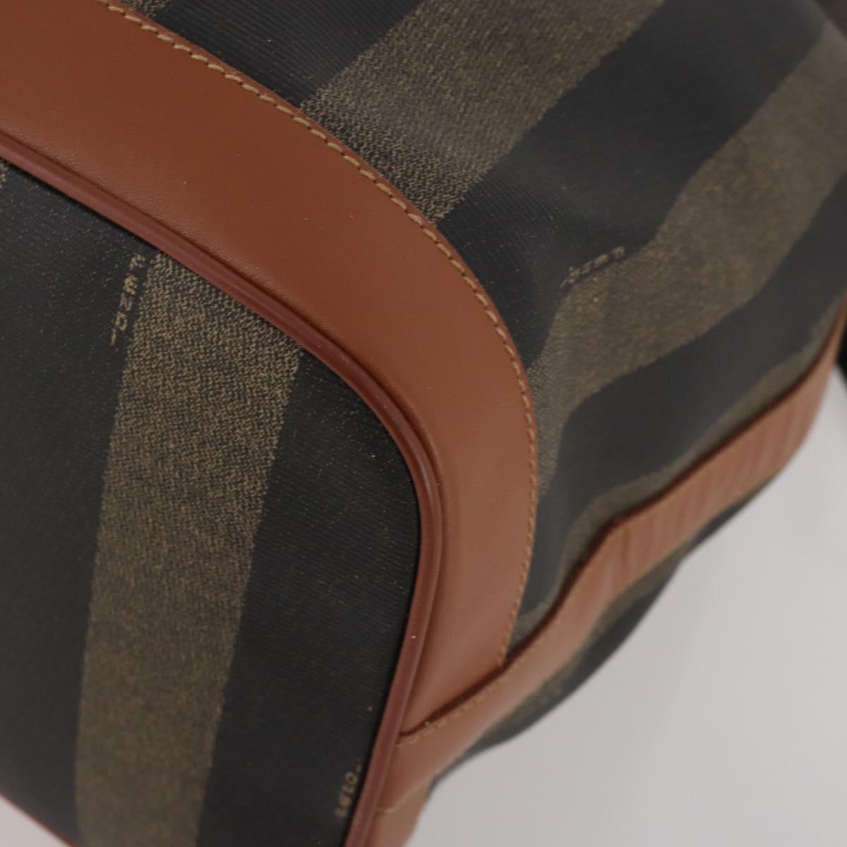 FENDI Pecan Shoulder Bag PVC Leather Brown Gold Tone Auth 202139