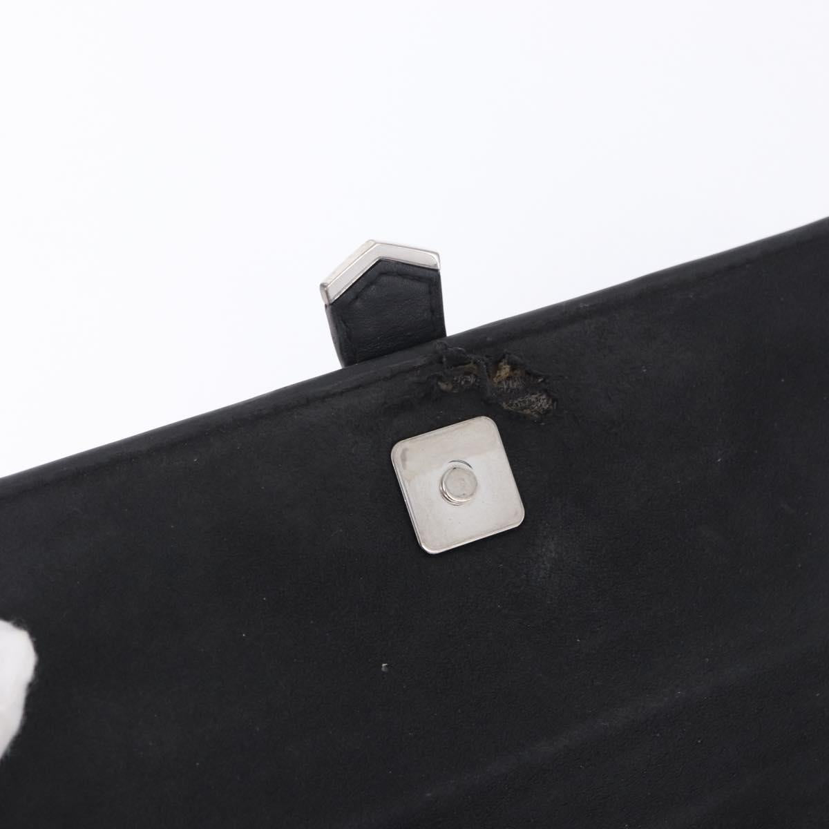 FENDI Chain Shoulder Bag Leather Black Silver 8M0346 Auth 202140