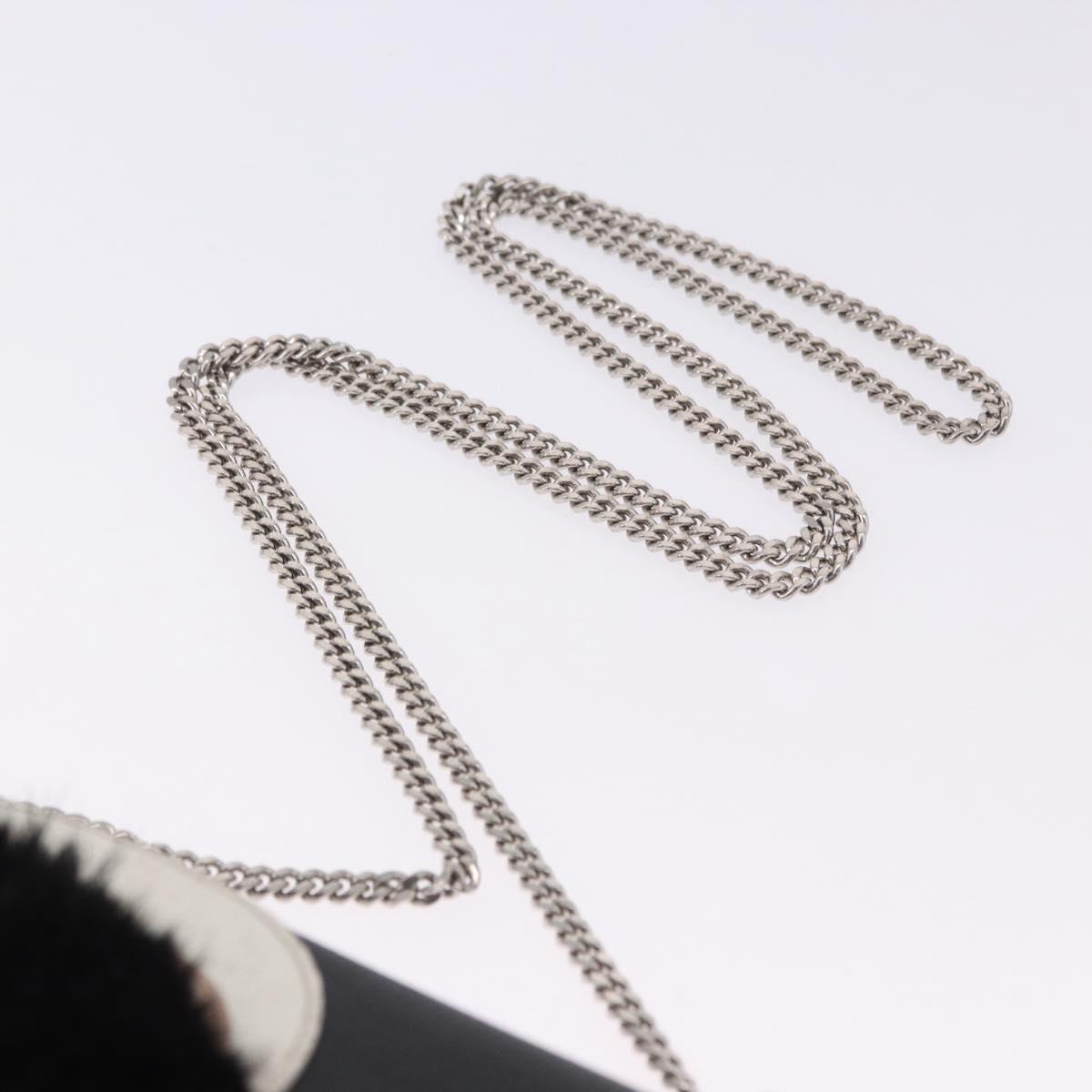 FENDI Chain Shoulder Bag Leather Black Silver 8M0346 Auth 202140